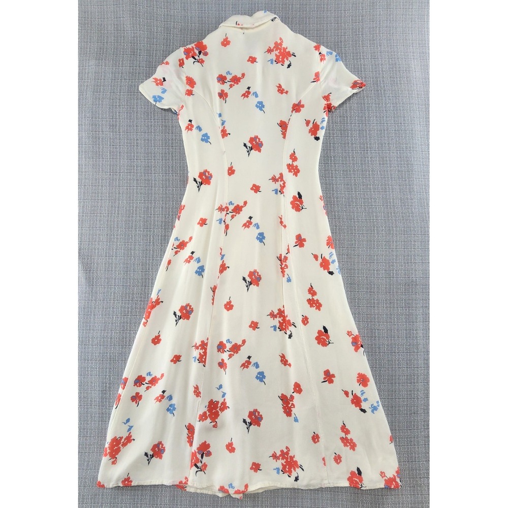 Reformation Sheila Floral Midi Dress 0 Ivory Red Blue Button Front Cottagecore - Picture 5 of 16